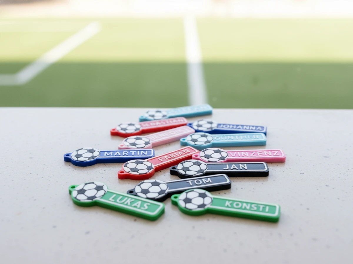 Llavero pelota de fútbol con nombre personalizable x10 (Amarillo) — miniatura
