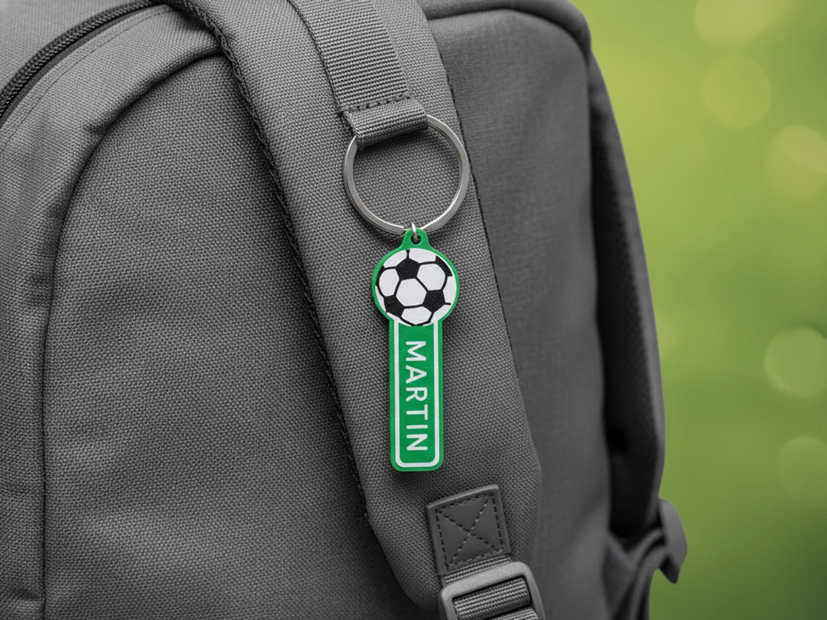 Llavero pelota de fútbol con nombre personalizable x10 (Amarillo) — en ambiente