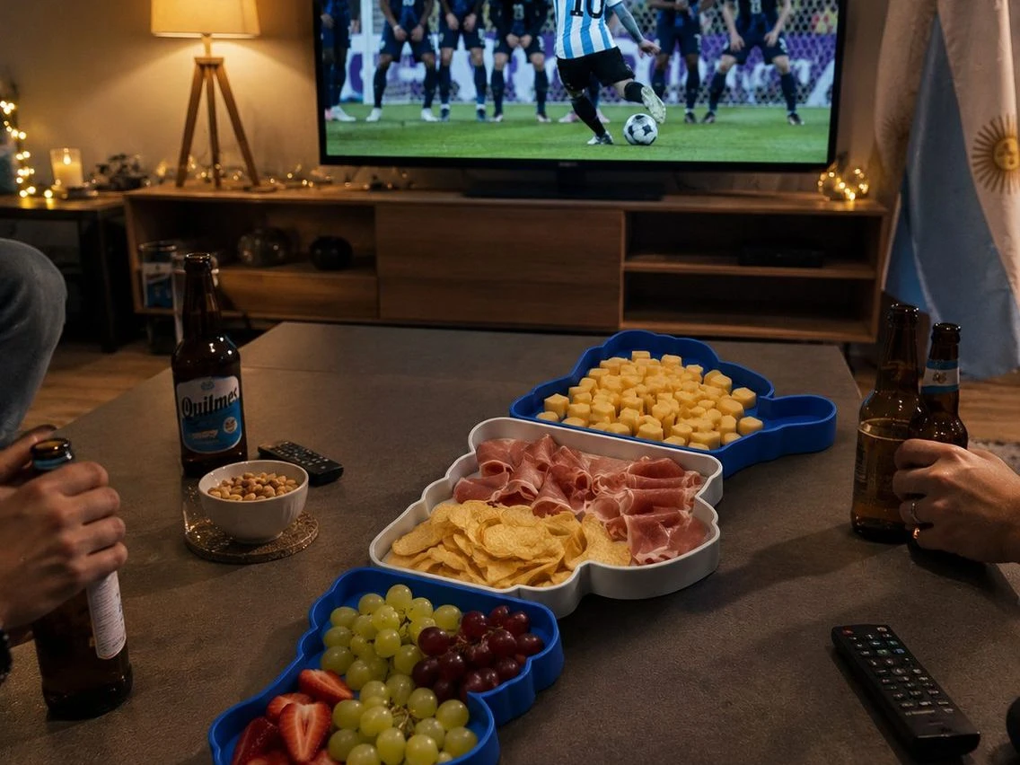 Tabla de snacks mapa de Argentina en tres secciones — miniatura
