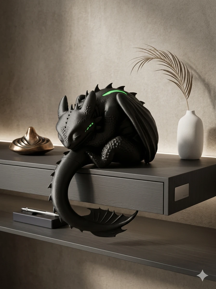 Dragón Toothless (Furia Nocturna) Durmiendo - Figura de Estante — en ambiente