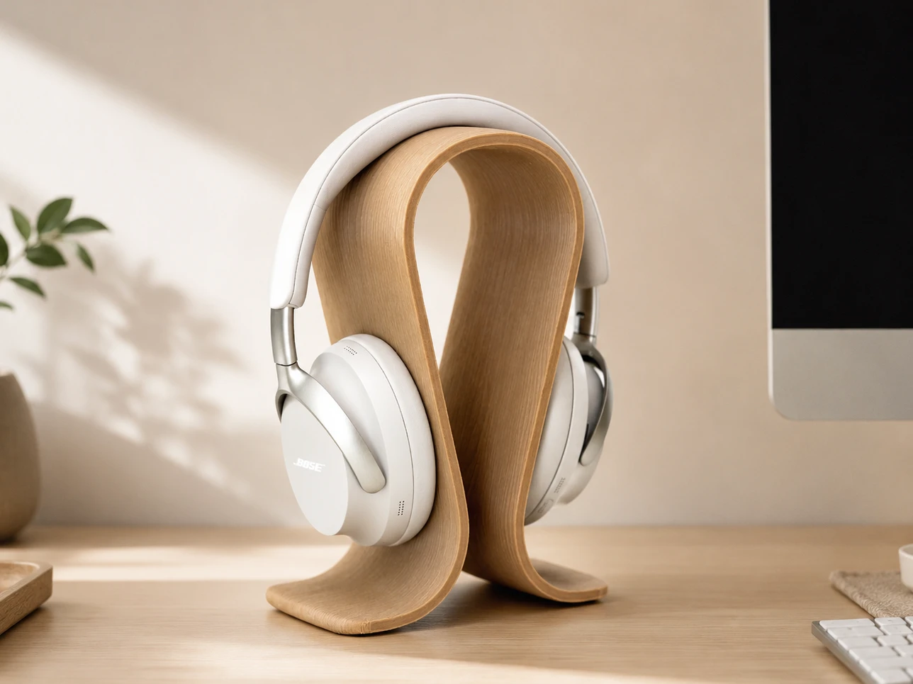 Soporte para auriculares Omega efecto madera