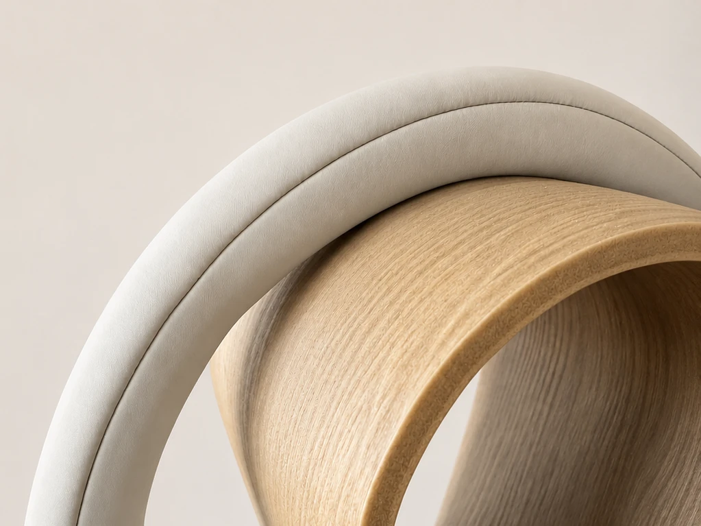 Soporte para auriculares Omega efecto madera — en ambiente
